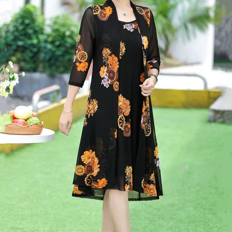 FloraChic – Elegant Print Dress Set