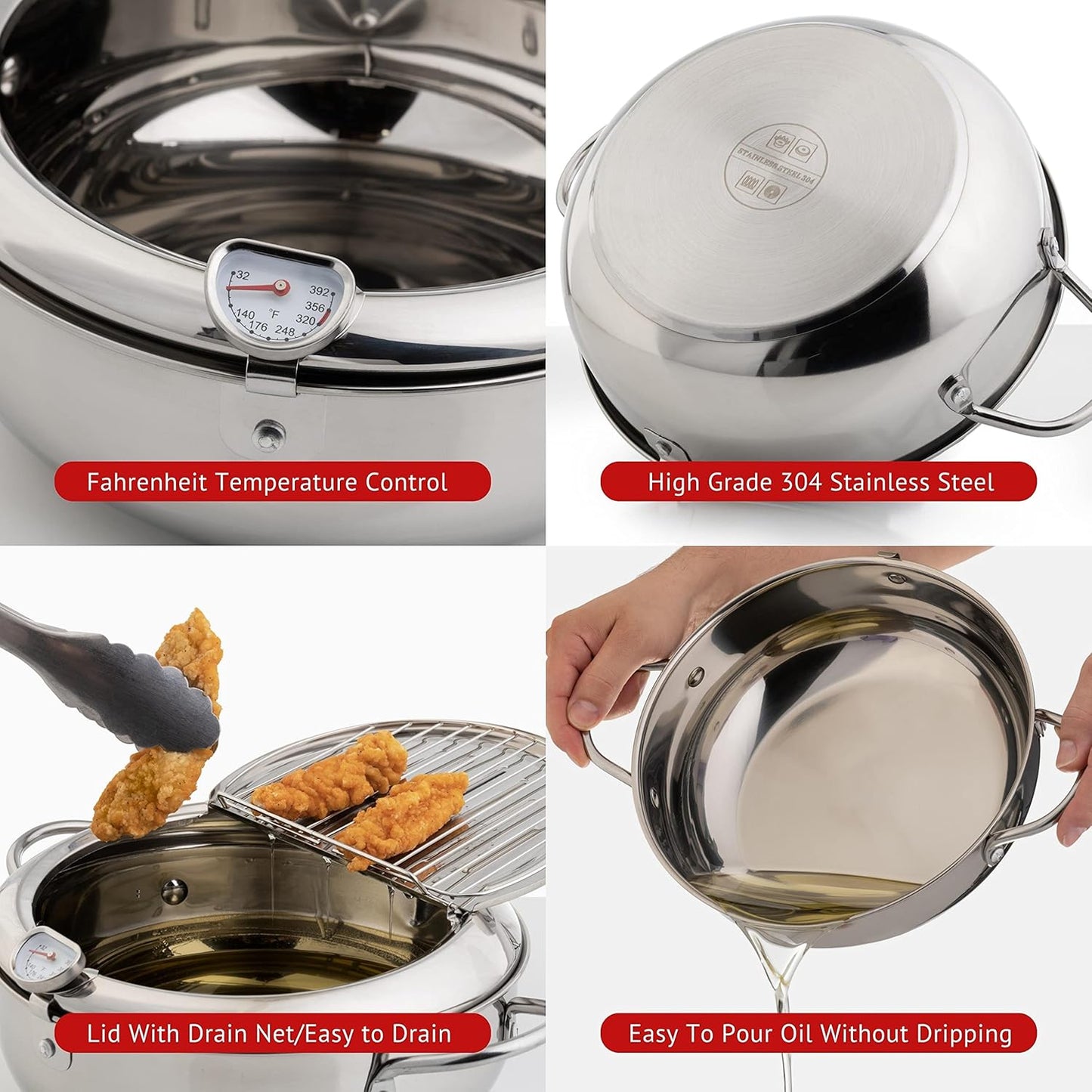 CrispyCore – Stainless Fry Pot with Oil Filter Rack