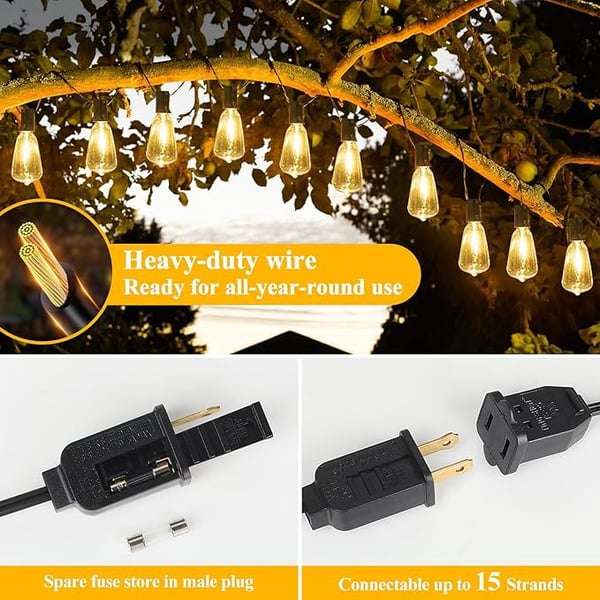 LumaTwist – 100FT LED String Lights for Outdoor Charm
