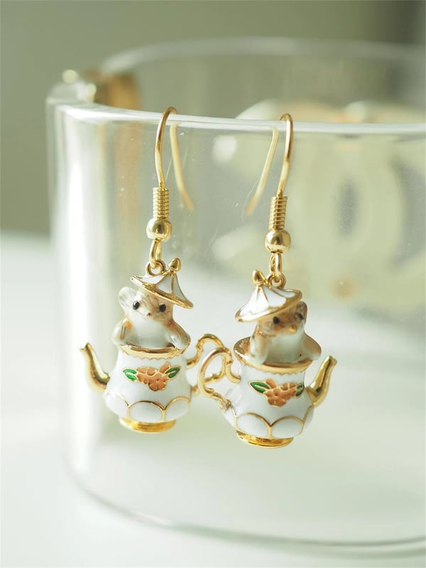 TeaWhimsy – Mouse in My Teapot Earrings Set