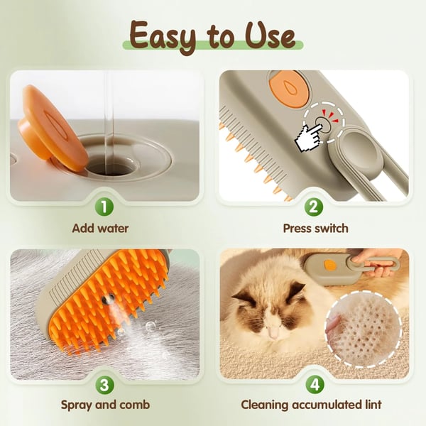 FurMist – Gentle Steam Grooming Brush for Pets