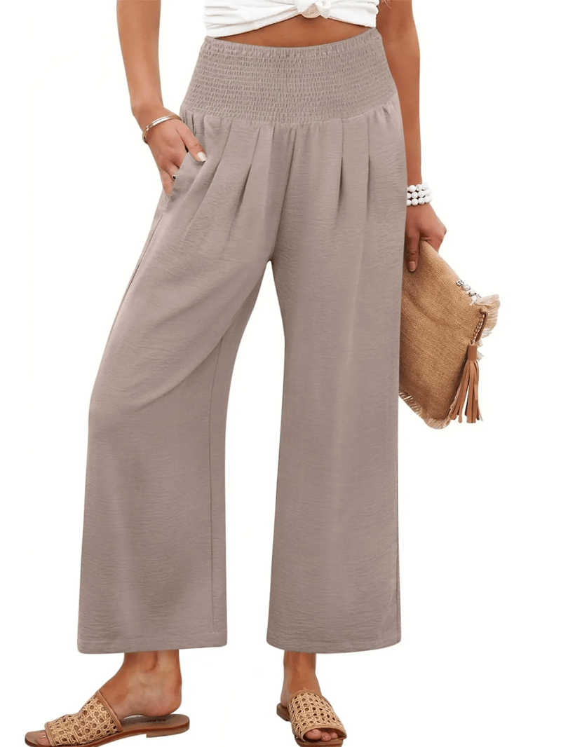 LuxeDrape – Chic Smocked Waist Trousers