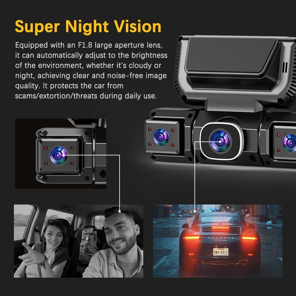 FullSight Pro – 360° WiFi Dash Cam with 4-Channel Coverage