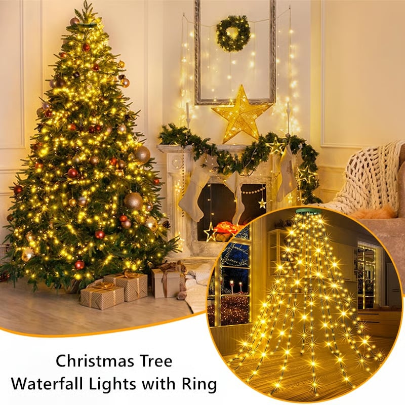 FestiveFlow – Christmas Tree Waterfall Light Ring