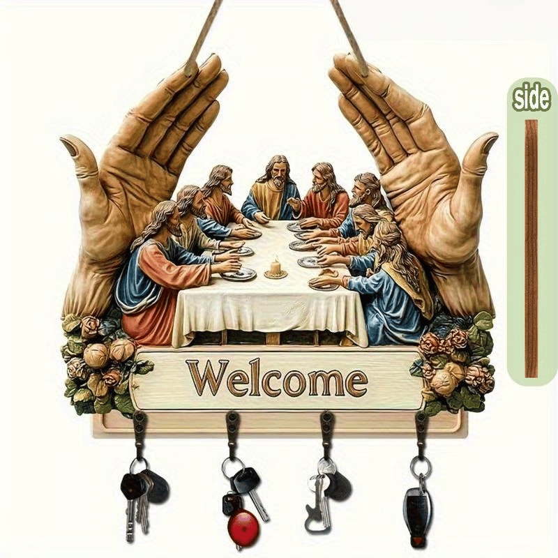 ⏰Final 2 Hours: Only  $9.99 🎁✝️Communion themed wooden multifunctional home key holder (11.8 "X9 in")