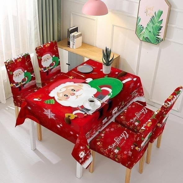 YuletideCharm – Christmas Tablecloth with Chair Covers