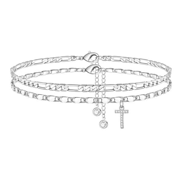 CharmLuxe – Letter Layered Ankle Bracelet Set