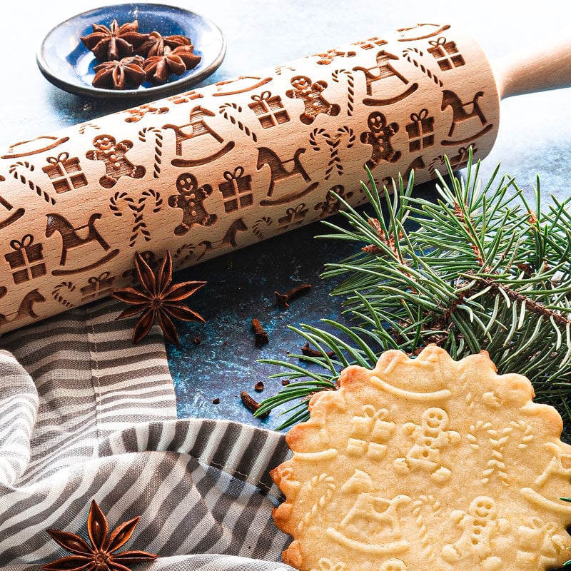 CookieCharm – Gingerbread Embossing Rolling Pin