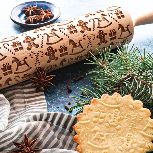 CookieCharm – Gingerbread Embossing Rolling Pin