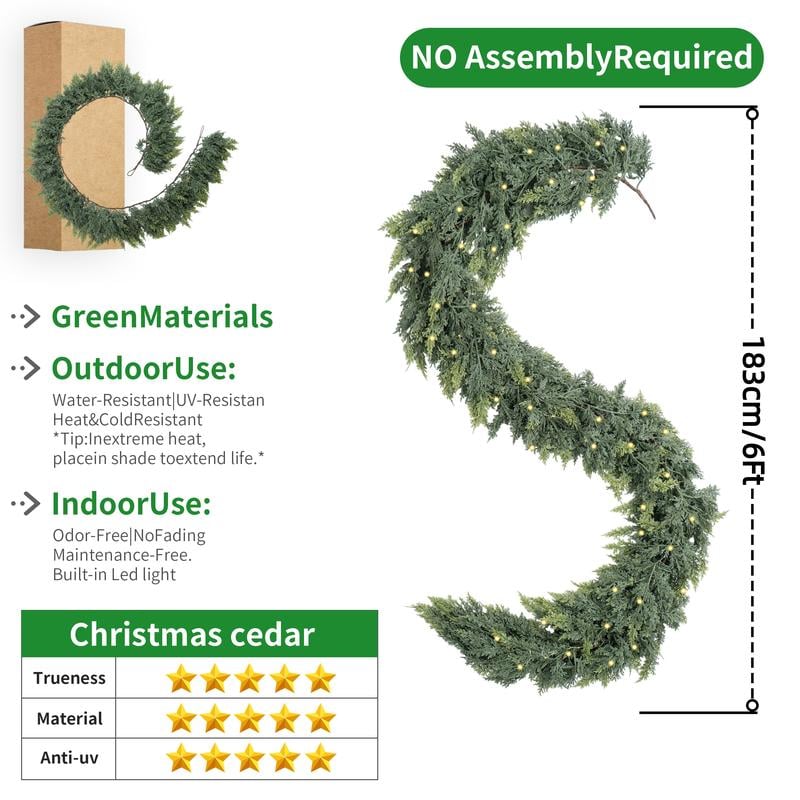 CedarLux - Premium Real-Touch Cedar Garland