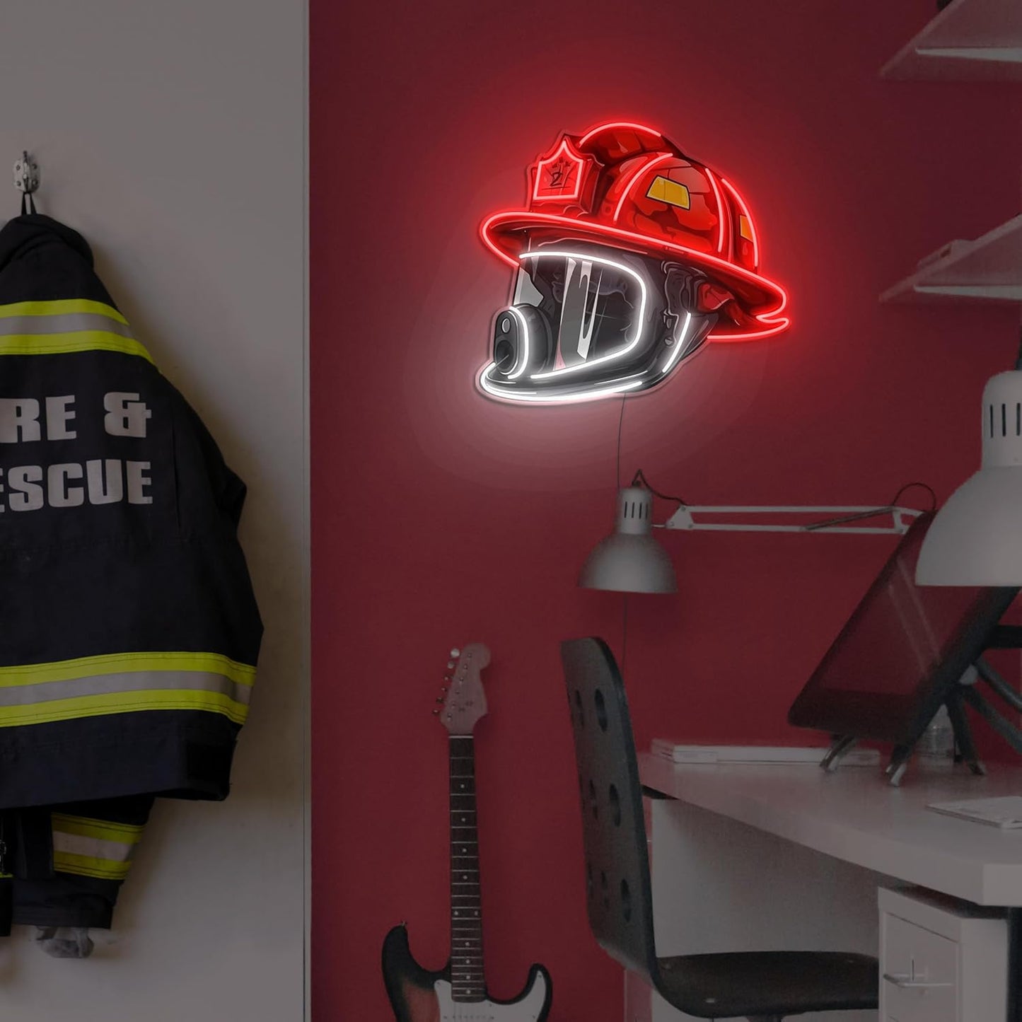 HeroGlow – Firefighter Helmet Neon Sign