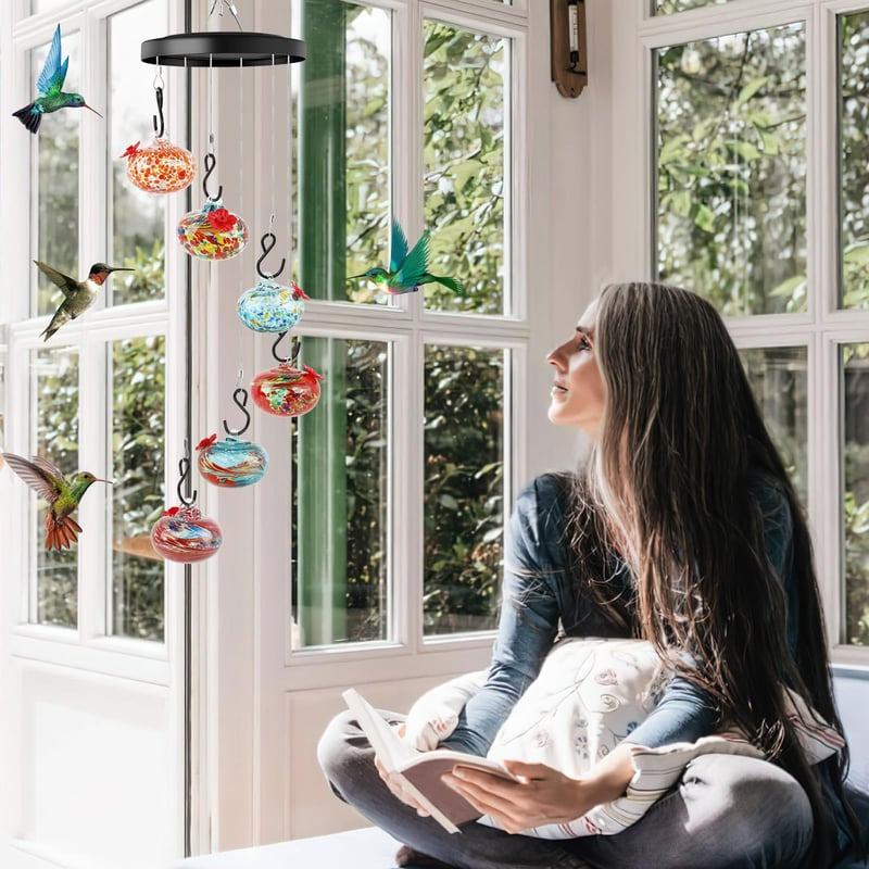 TwinkleSip | 2-in-1 Wind Chime Hummingbird Feeder