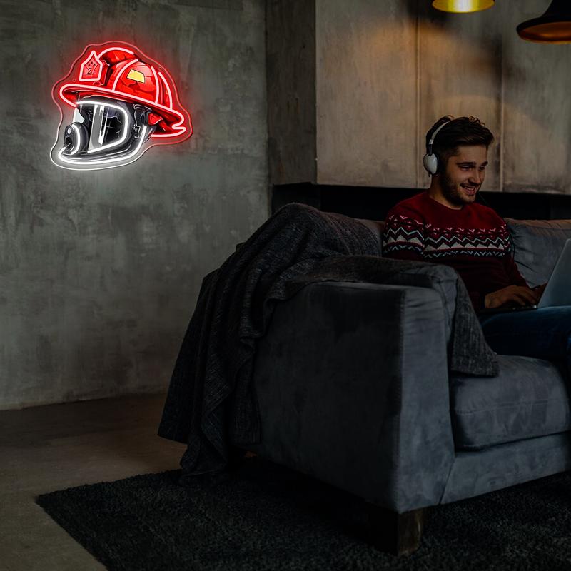HeroGlow – Firefighter Helmet Neon Sign