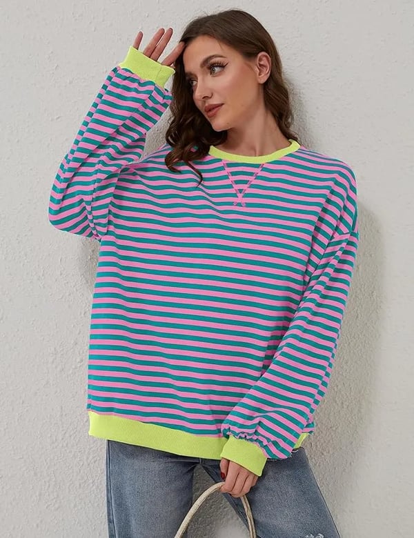 CozyBlend – Striped Color Block Sweatshirt