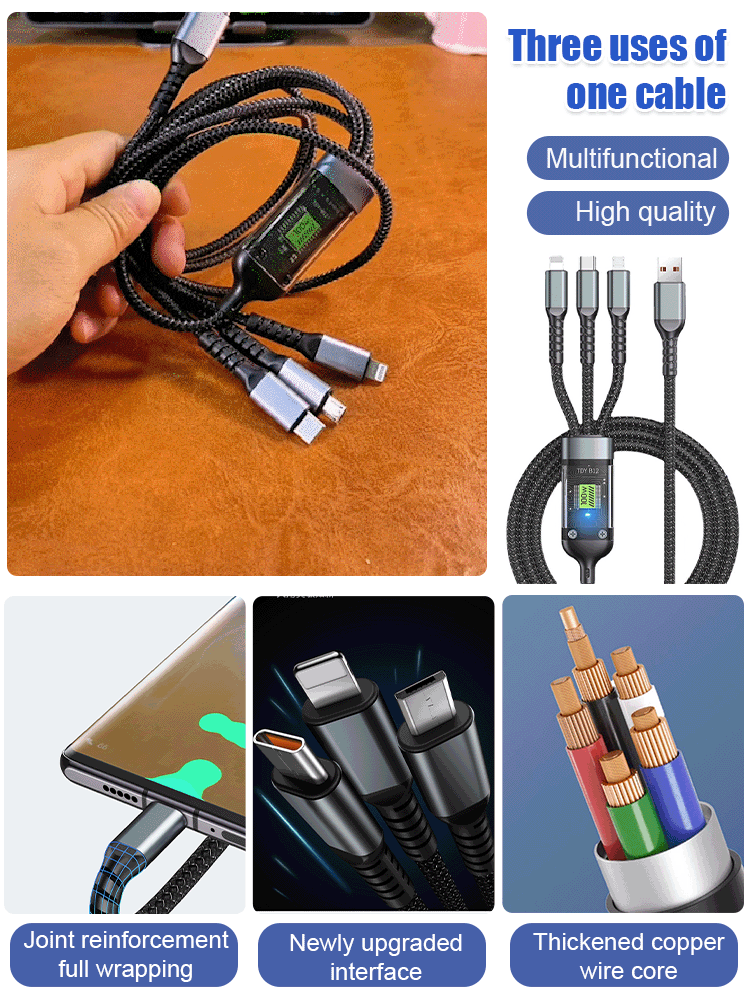 NeonLink - All-in-One Lightning, Type-C & Micro USB Cable