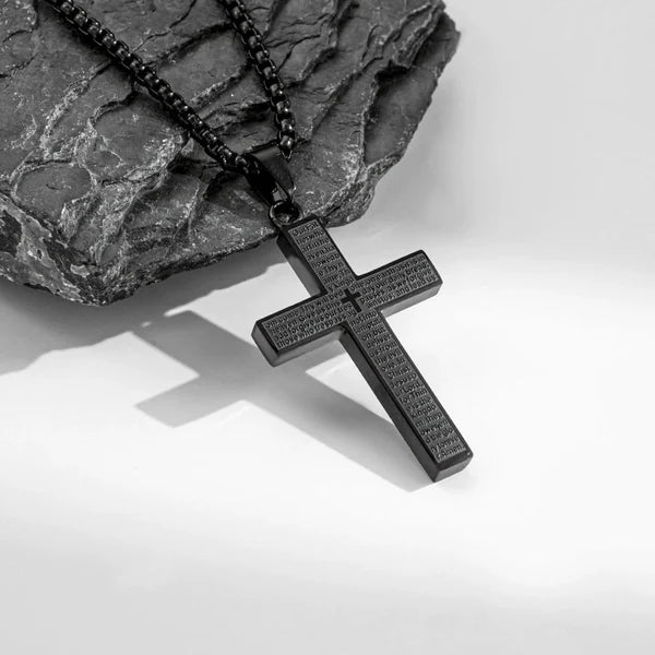FaithScribe – Lord’s Prayer Scribble Cross Necklace