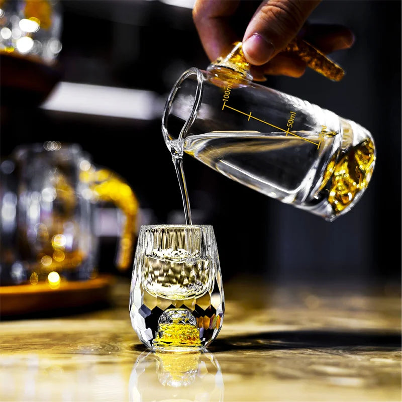 GlacierGlow - Crystal Gold-Foil Shot Glass