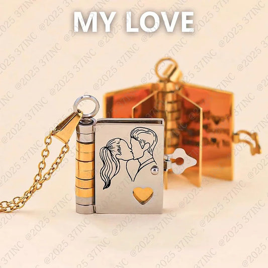 For Love - I Love You Book Necklace