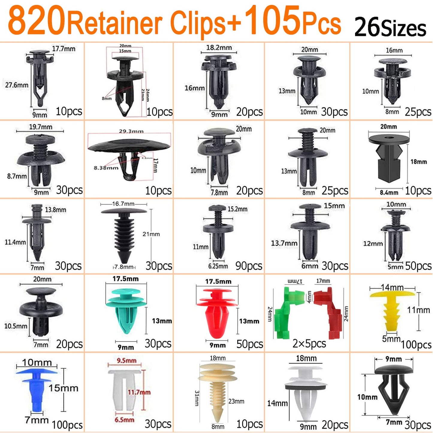 AutoGrip - Complete Car Retainer Clips Set with Remover