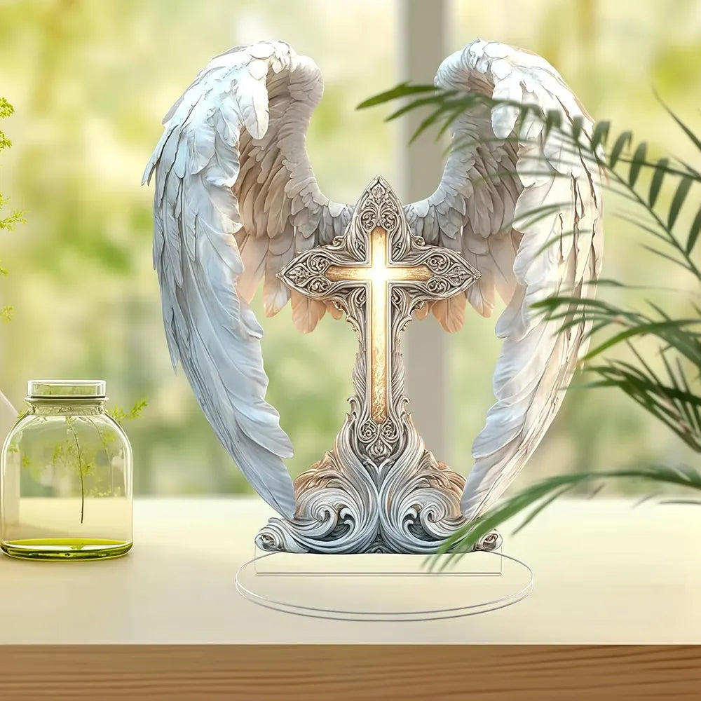 DivineGlow – Angel Wings Cross Decor