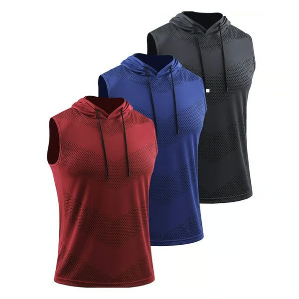 FlexDry – Sleeveless Hooded Fitness Shirts (3-Pack)