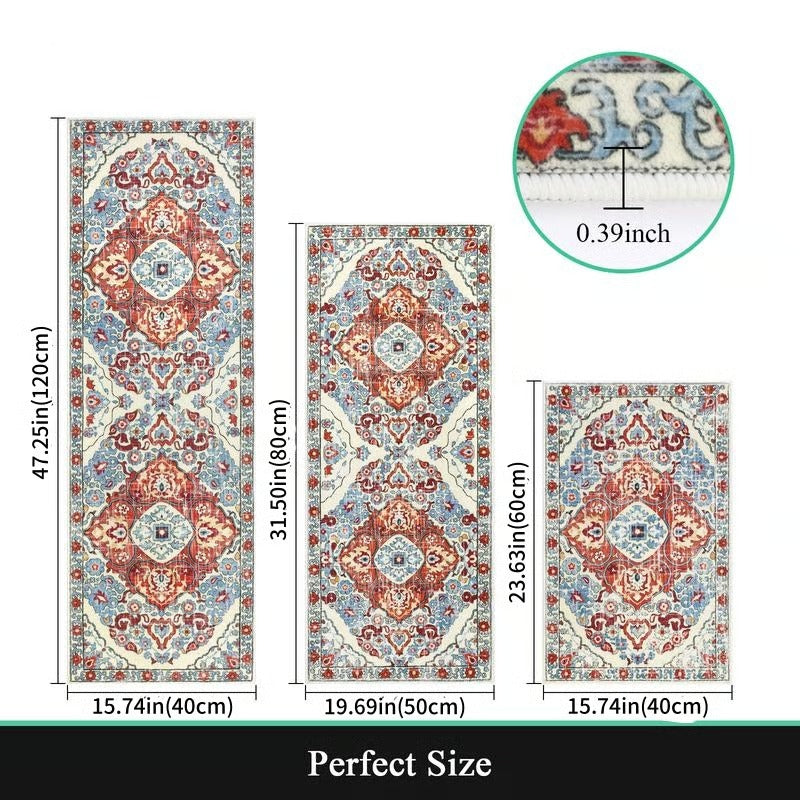 RusticTread – Boho Non-Slip Kitchen Rug Set