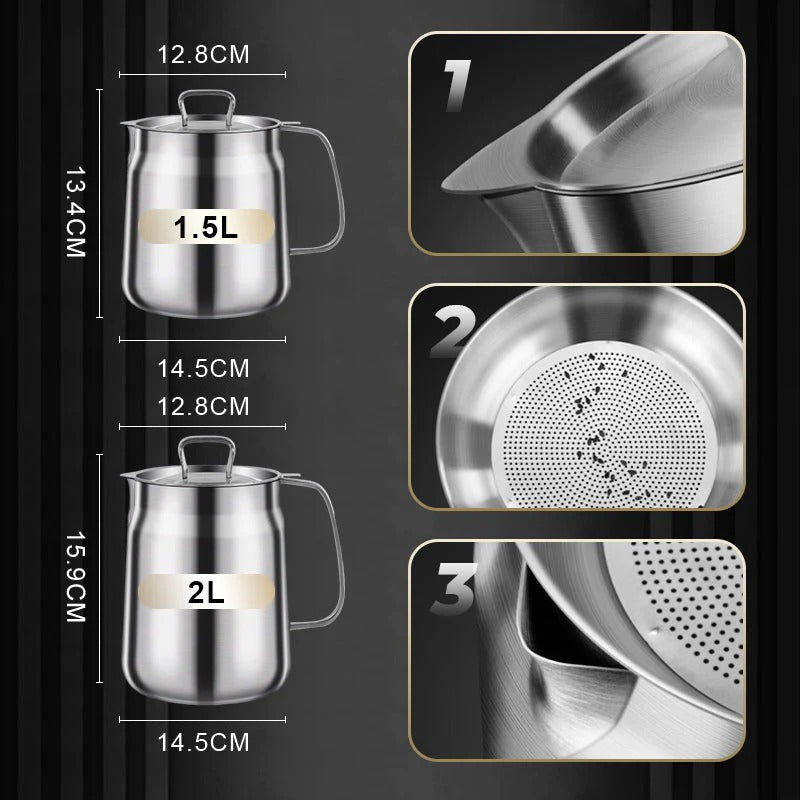OilGuard – Large Capacity Stainless Steel Container