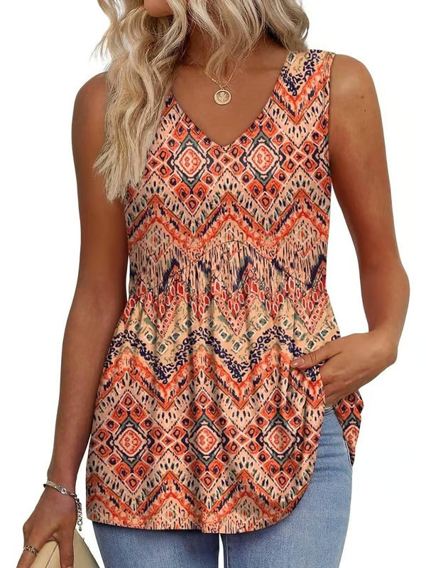 BellaFlair | Elegant V-Neck Babydoll Tank Top