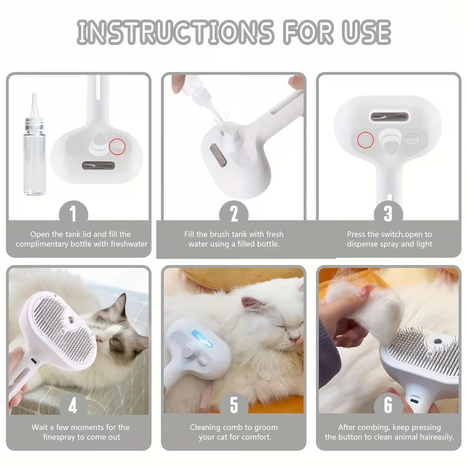 PurrMist – Self Cleaning Spray Brush for Cats