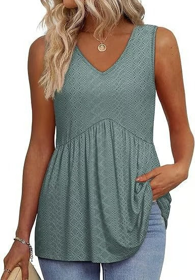 BellaFlair | Elegant V-Neck Babydoll Tank Top
