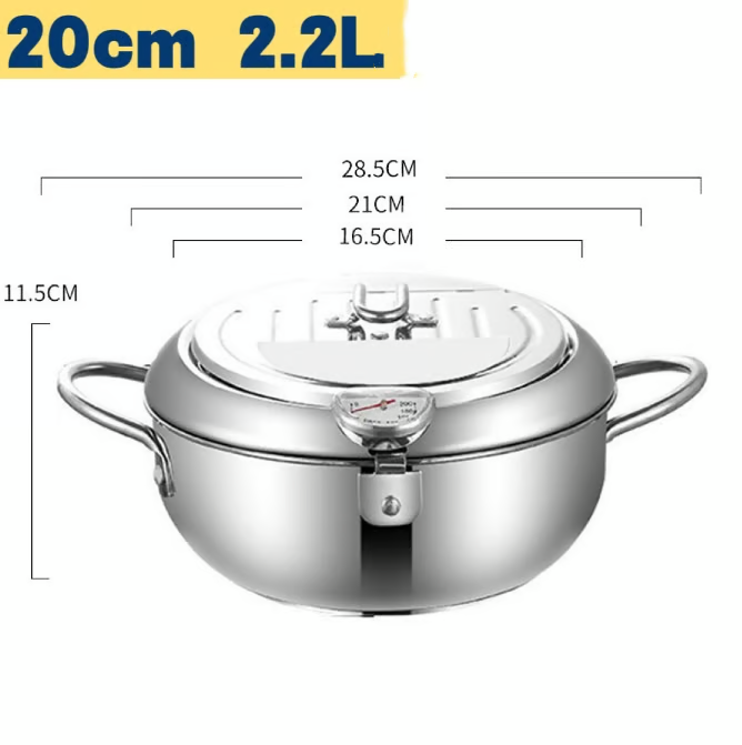 FryMaster – Stainless Steel Deep Fry Pot with Thermometer