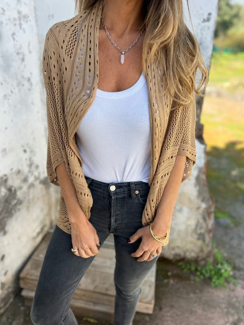 BreezeLoom – Lightweight Hollow Knit Cardigan