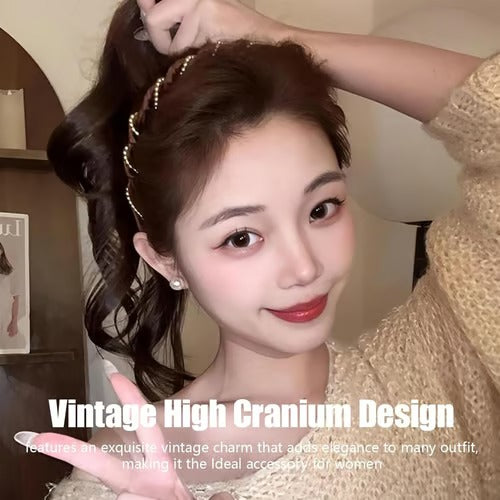 CrownLuxe – Retro Pearl Statement Headband