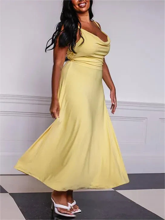 ElanEase – Stylish Drape Dress with Inner Bra
