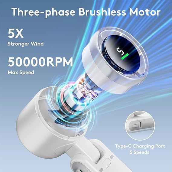WindRush – Handheld Turbo Fan with Digital Speed Control