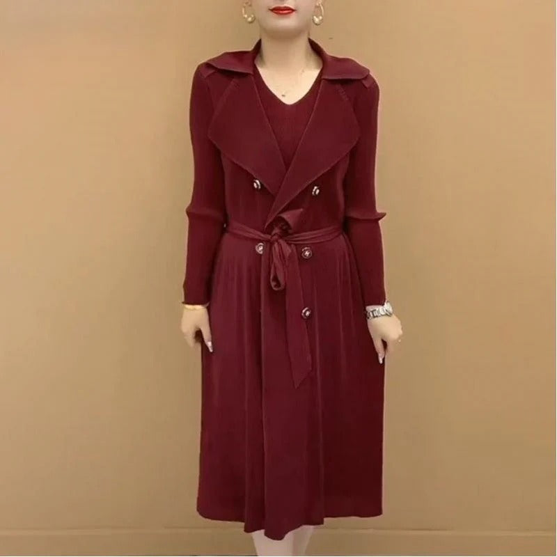 CharmLayer – Pleated Suit Collar Trench Coat