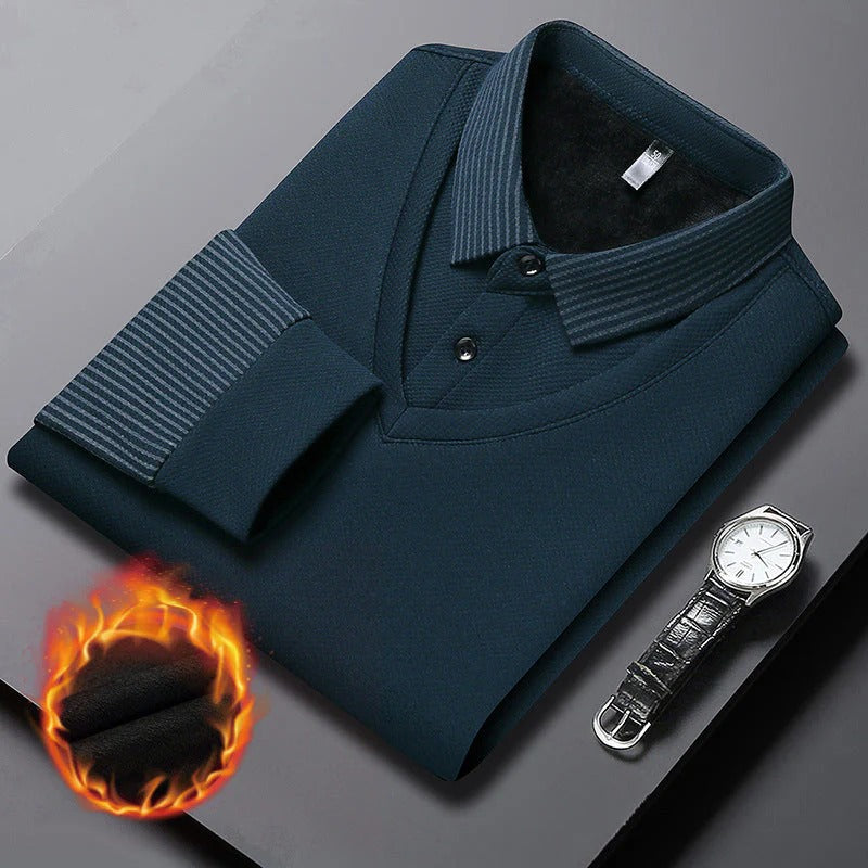 DualLayer – Striped Lapel Two-Piece Style Shirt