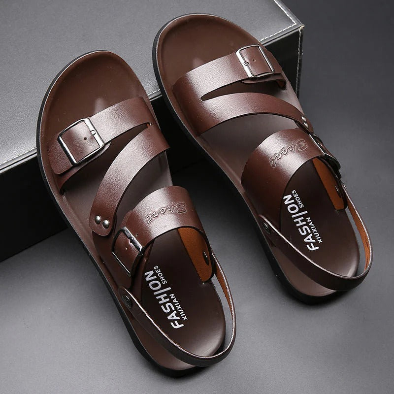 CoastStride – Luxe Leather Beach Sandals
