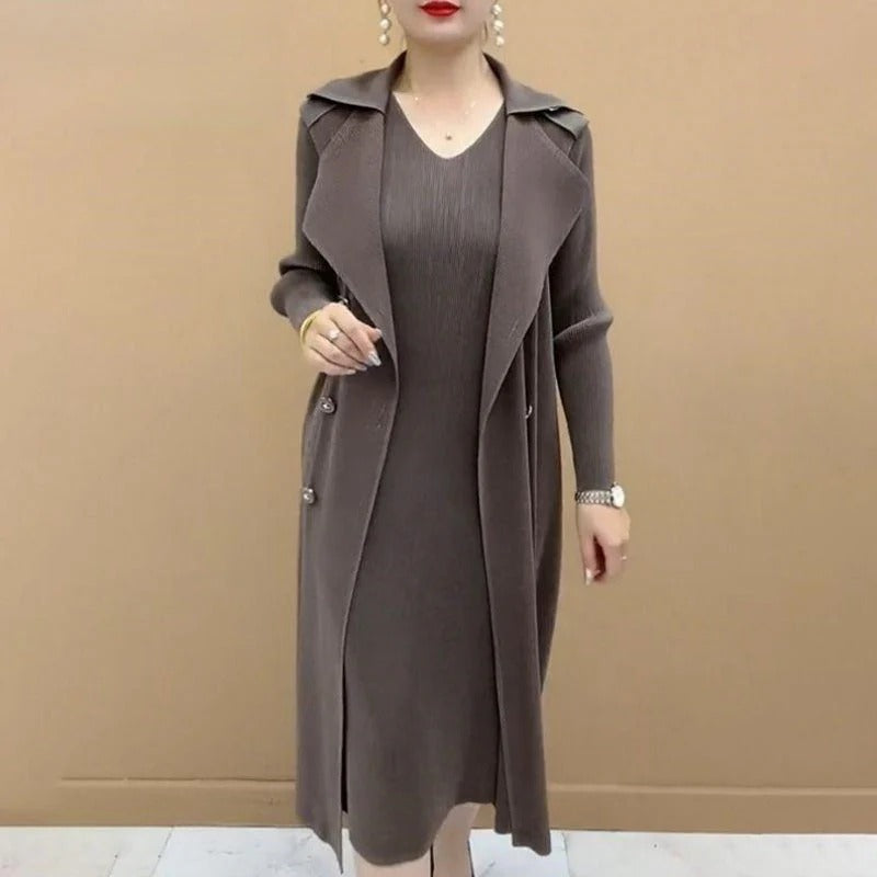 CharmLayer – Pleated Suit Collar Trench Coat