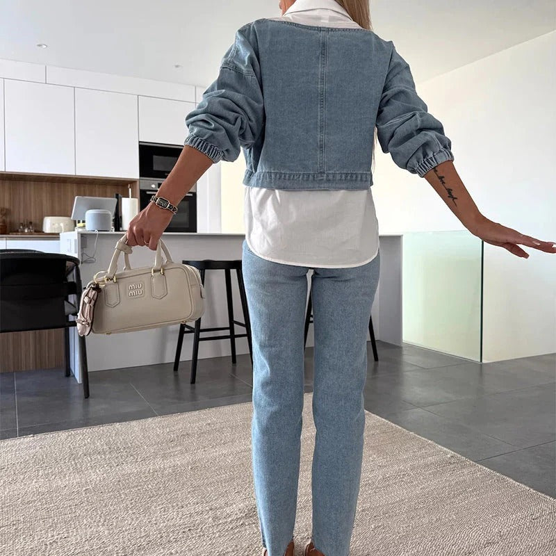 ClassicCurve – Women’s Fashion Denim Two-Piece Set