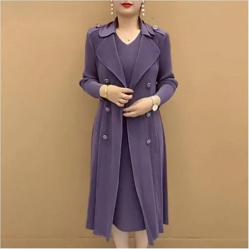 CharmLayer – Pleated Suit Collar Trench Coat