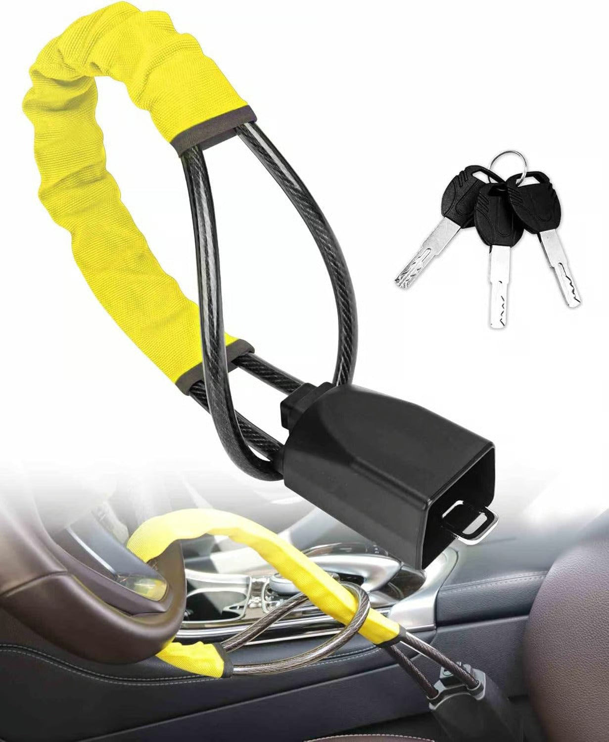 DriveDefender | Seat Belt + Steering Wheel Car Lock System