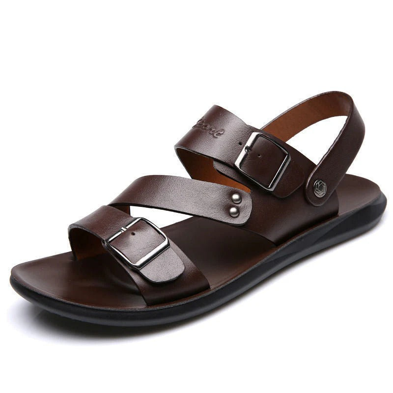 CoastStride – Luxe Leather Beach Sandals