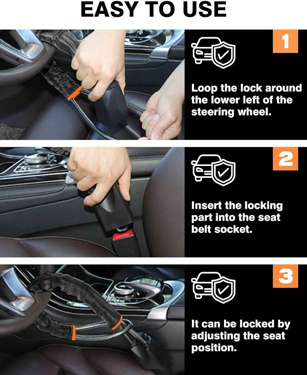 DriveDefender | Seat Belt + Steering Wheel Car Lock System