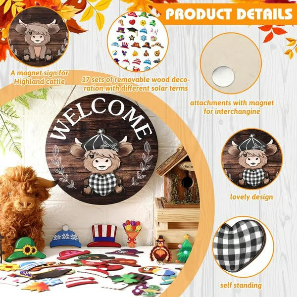 HowdyHoof – Interchangeable Cow Sign with Magnet Hats