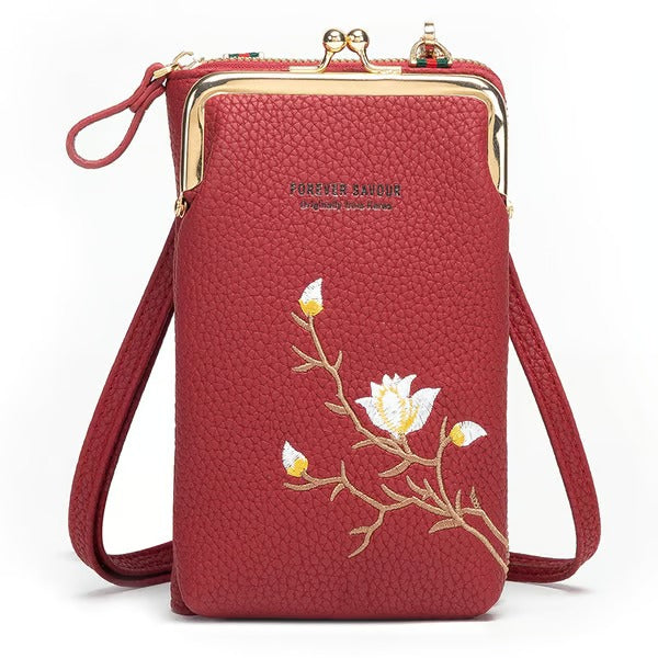 GlamPort – Crossbody Wallet with Mobile Holder