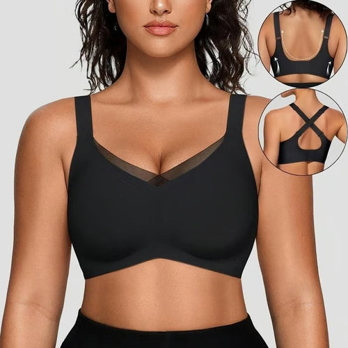 LushForm – Seamless Mesh V-Neck Bralette for Women