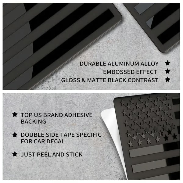ShadowGlory – 3D Black American Flag Emblem Decal