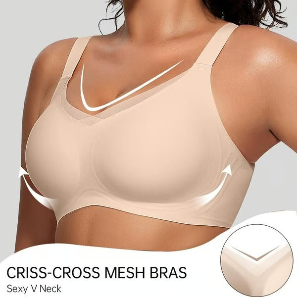 LushForm – Seamless Mesh V-Neck Bralette for Women