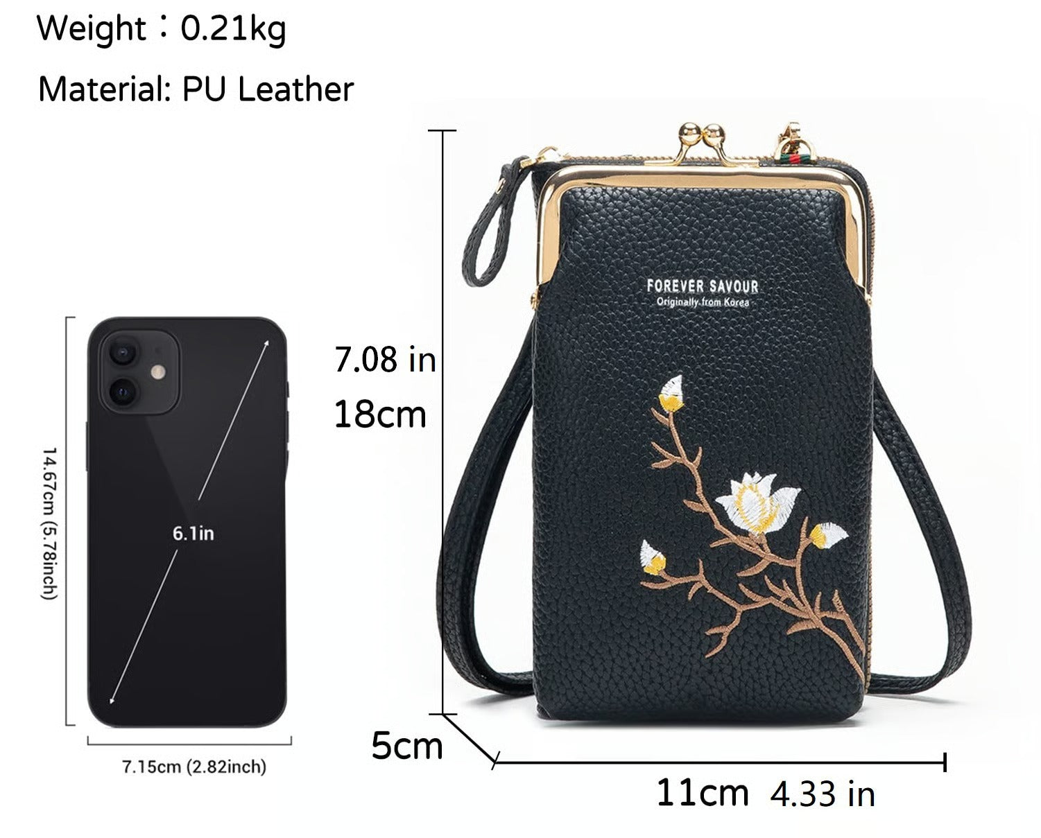 GlamPort – Crossbody Wallet with Mobile Holder
